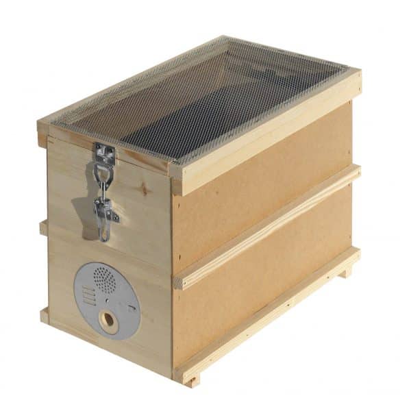 Cassettino portasciami in legno e masonite per 5 favi con rete di aerazione e chiusura regolabile